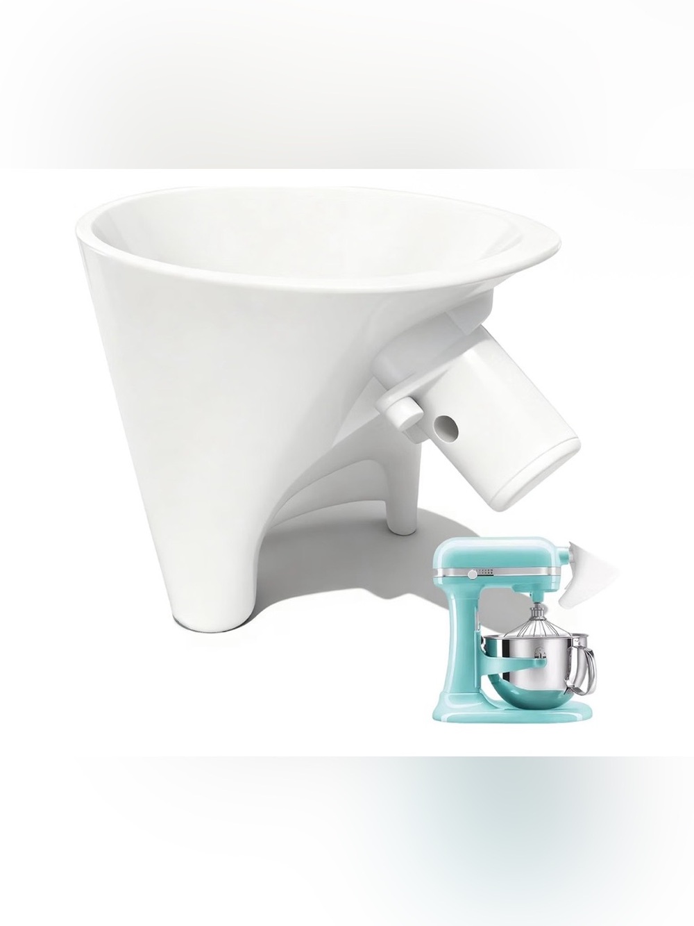 Flour Funnel for KitchenAid KSM150 5QT Stand Mixer Attachment (White)